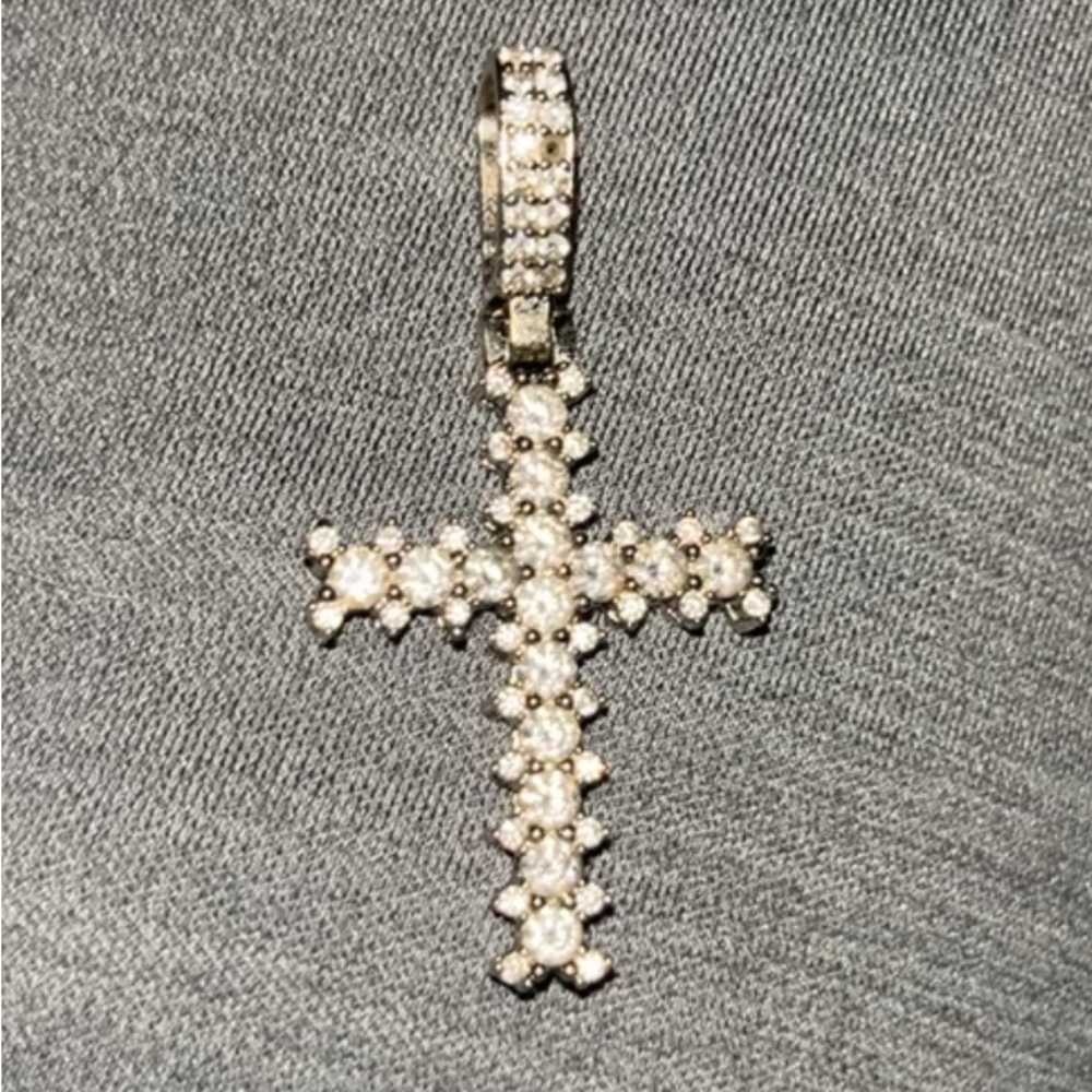 The Gold Gods White Gold Flooded Cross Pendant